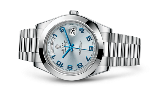[218206-0010] Day-Date II Platinum Ice Blue Arabic