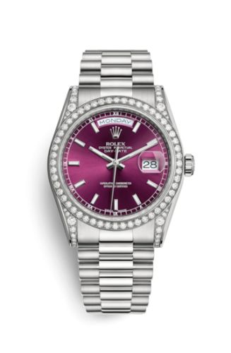 [118389-0106] Day-Date 36 White Gold Diamonds / President / Cherry