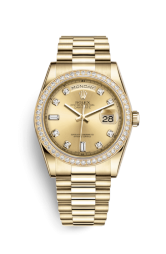 [118348-0018] Day-Date 36 Yellow Gold Diamonds / President / Champagne Diamonds