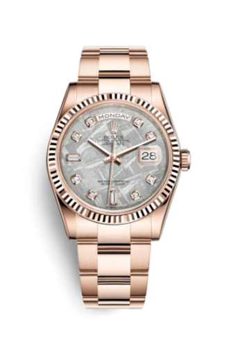 [118235f-0055] Day-Date 36 Everose Fluted / President / Meteorite Diamonds