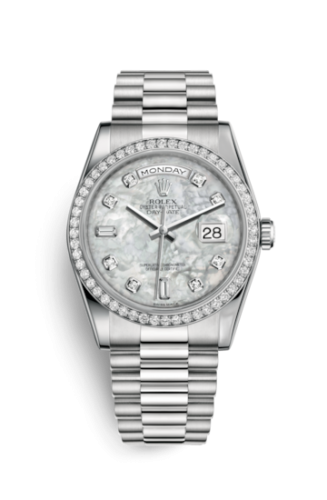 [118346-0038] Day-Date 36 Platinum Diamonds / President / MOP