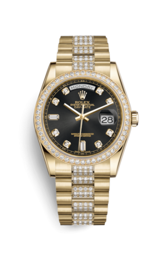 [118348-0014] Day-Date 36 Yellow Gold Diamonds / President Diamond / Black Diamond