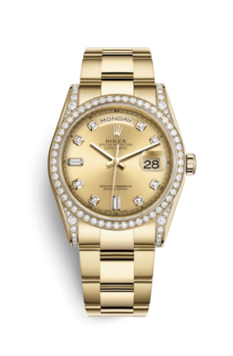 [118388-0126] Day-Date 36 Yellow Gold Diamonds / Oyster / Champagne Diamonds