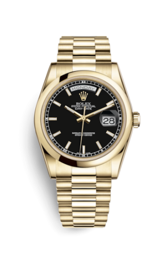 [118208-0082] Day-Date 36 Yellow Gold Domed / President / Black