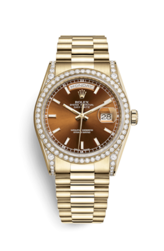 [118388-0133] Day-Date 36 Yellow Gold Diamonds / President / Cognac