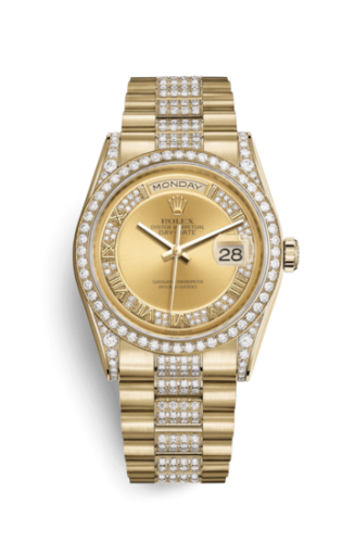 [118388-0063] Day-Date 36 Yellow Gold Diamonds / President Diamonds / Champagne Roman