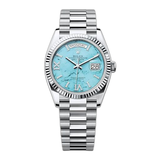 [128236-0011 (aka: M128236-0011)] Day-Date 36 Platinum - Fluted / Turquoise / President