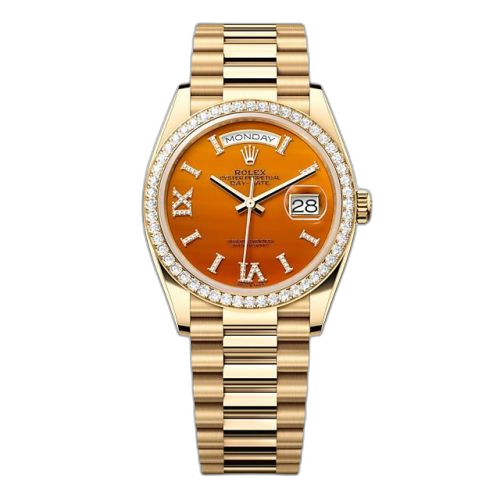 [128348RBR-0049 (aka: M128348RBR-0049)] Day-Date 36 Yellow Gold - Diamond / Carnelian / President