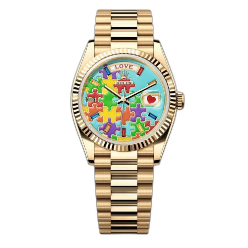 [128238-0106 (aka: M128238-0106)] Day-Date 36 Yellow Gold - Fluted / Emoji Puzzle
