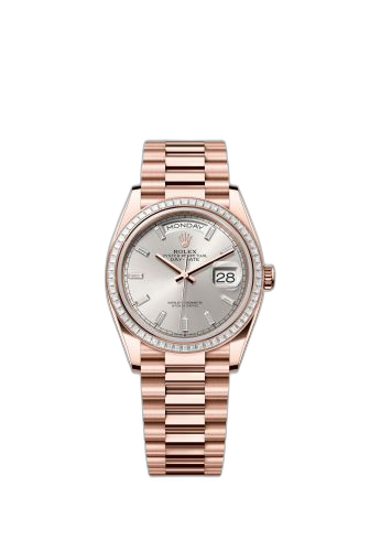 [128395TBR-0030 (aka: M128395tbr-0030)] Day-Date 36 Everose Gold - Baguette / Silver - Baguette / President