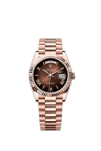 [28235-0075] Day-Date 36 Everose Gold - Fluted / Brown Ombré - Roman / President