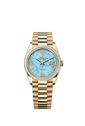 [128398TBR-0014 (aka: m128398tbr-0014)] Day-Date 36 Yellow Gold - Baguette / Turquoise / President