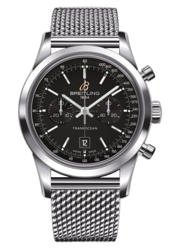 [A4131012.BC06.171A] Transocean Chronograph 38 Black / Milanese