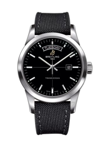 [A4531012/BB69/109W/A20BA.1] Transocean Day & Date Stainless Steel / Black / Military