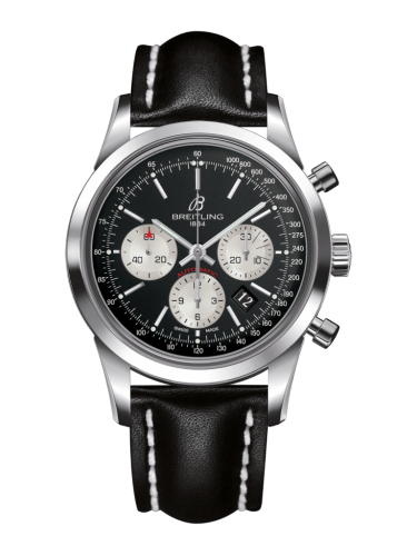 [AB015212/BF26/435X/A20BA.1] Transocean Chronograph Stainless Steel / Reverse Panda / Calf / Pin