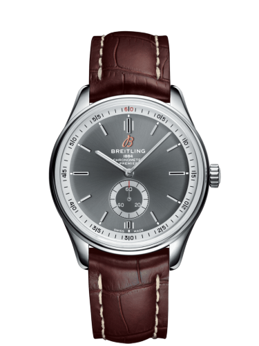 [A37340351B1P2] Premier Automatic 40 Stainless Steel / Anthracite / Croco Brown / Tang