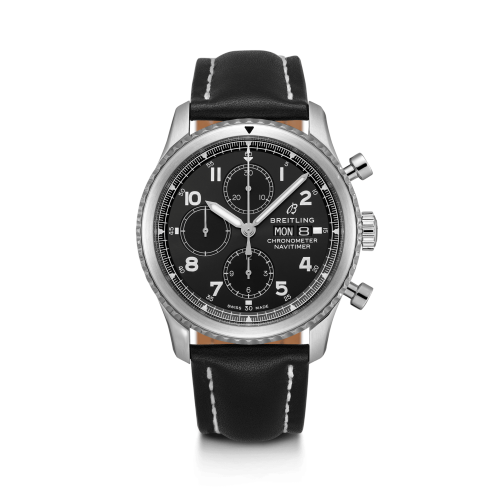 [A13314101B1X1 (aka: A1331410.BG69.487X)] Navitimer 8 Chronograph 43 Stainless Steel / Black / Black Calf