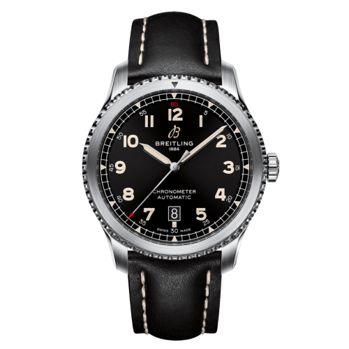 [A17315101B1X1] Aviator 8 Automatic 41 Stainless Steel / Black / Calf / Pin