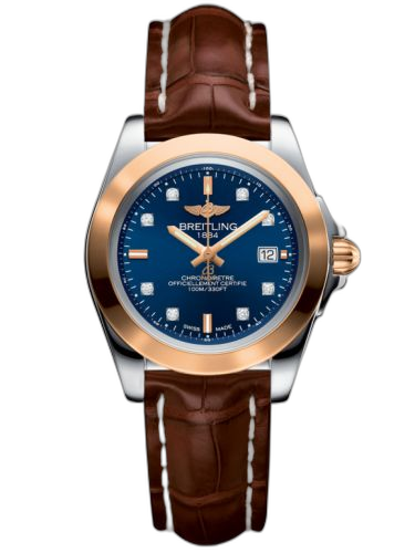 [C7133012/C967/778P/A14BA.1] Galactic 32 Sleek Edition Stainless Steel / Rose Gold / Horizon Blue Diamond / Croco