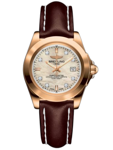 [H7133012.A803.410X] Galactic 32 Sleek Edition Rose Gold / Pearl Diamond / Calf