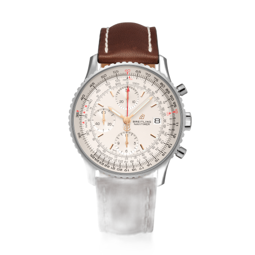 [A13324121G1X3] Navitimer 1 Chronograph 41 Stainless Steel / Silver / Calf / Folding