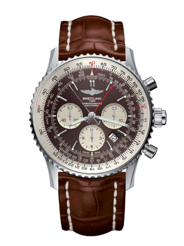 [AB031021/Q615/755P/A20D.1] Navitimer Rattrapante Stainless Steel / Panamerican Bronze / Croco / Folding