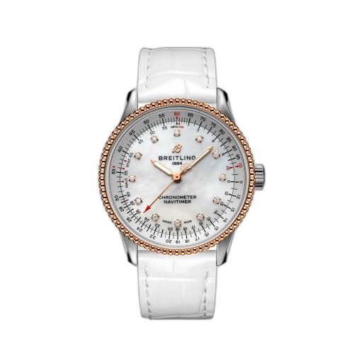 [U17395211A1P4] Navitimer 1 35 Automatic Stainless Steel / Red Gold / MOP / Croco / Folding