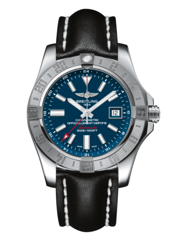 [A3239011/C872/435X/A20BA.1] Avenger II GMT Stainless Steel / Mariner Blue / Calf / Pin