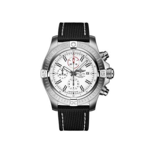 [A133751A1A1X1] Avenger Chronograph 48 Stainless Steel / White / Calf / Pin
