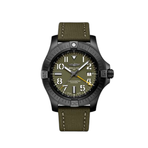 [V323952A1L1X1] Avenger Automatic GMT 45 Night Mission / Green / Military / Pin