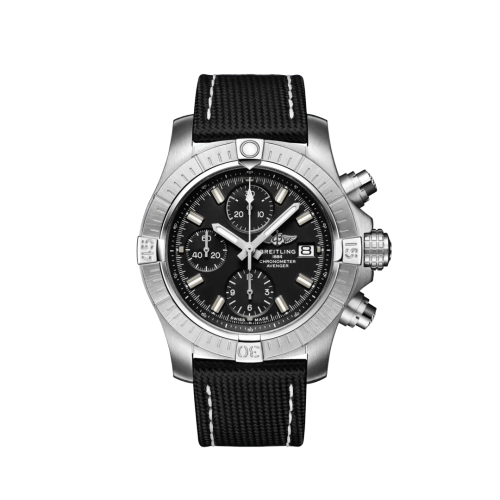 [A13385101B1X1] Avenger Chronograph 43 Stainless Steel / Black / Military / Pin