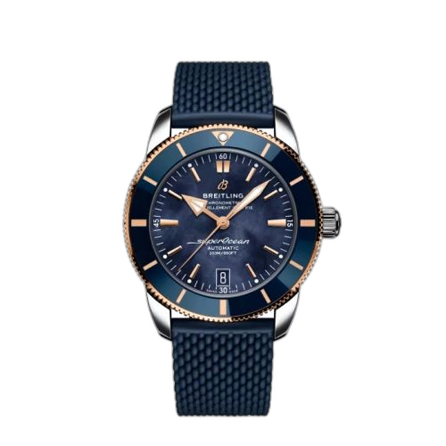[UB20104A1C1S1] Superocean Heritage II B20 Automatic 42 Stainless Steel - Red Gold / Blue MOP / Boutique