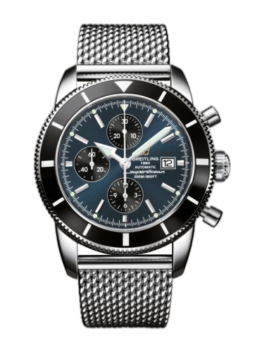 [A1332024.C817.152A] Superocean Heritage 46 Chronograph Stainless Steel / Black / Gun Blue / Milanese