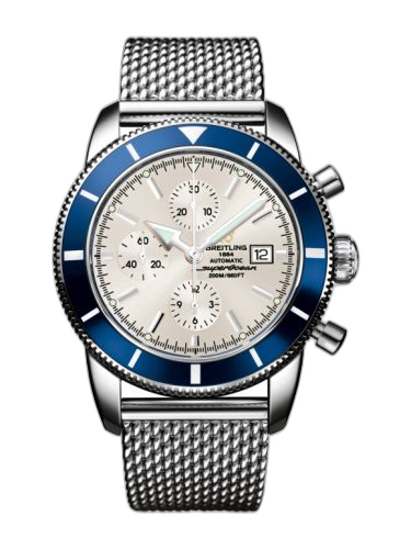 [A1332016.G698.152A] Superocean Heritage 46 Chronograph Stainless Steel / Blue / Stratus Silver / Milanese