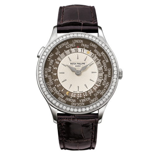 [7130G-010] World Time 7130 White Gold / Brown