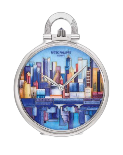 [993/101G] Pocket Watch Lepine White Gold / Manhattan-Brooklyn