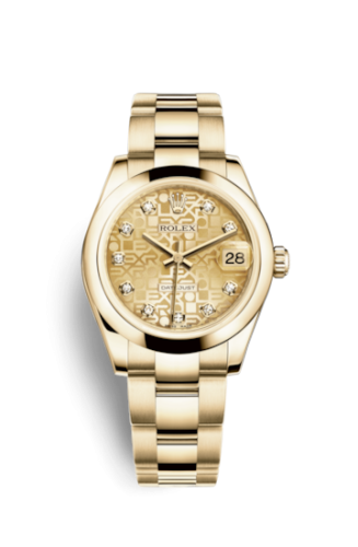 [178248-0070] Datejust 31 Yellow Gold Domed / Oyster / Champagne Computer