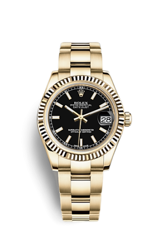 [178278-0106] Datejust 31 Yellow Gold Fluted / Oyster / Black