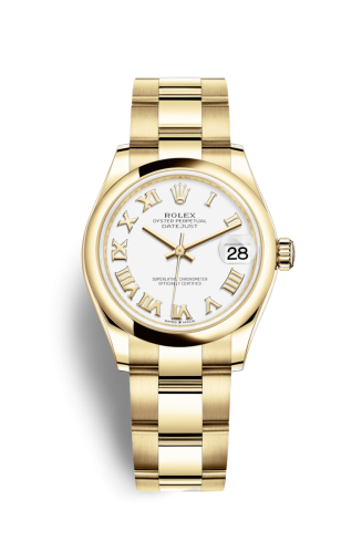 [278248-0019] Datejust 31 Yellow Gold / Domed / White - Roman / Oyster