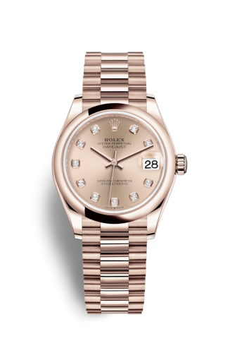 [278245-0030] Datejust 31 Rose Gold / Domed / Rose - Diamond / President