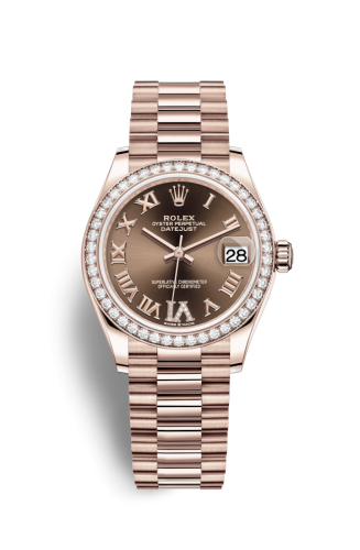 [278285rbr-0016] Datejust 31 Rose Gold / Diamond / Chocolate - Roman / President