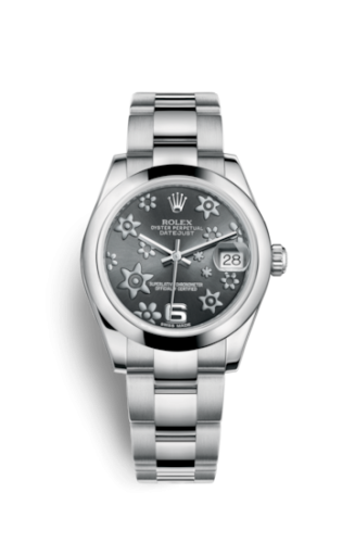 [178240-0040] Datejust 31 Stainless Steel Domed / Oyster / Dark Rhodium Floral