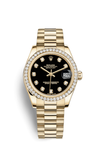 [178288-0011] Datejust 31 Yellow Gold Diamond / President / Black Diamond
