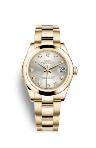 [178248-0054] Datejust 31 Yellow Gold Domed / Oyster / Silver Diamonds