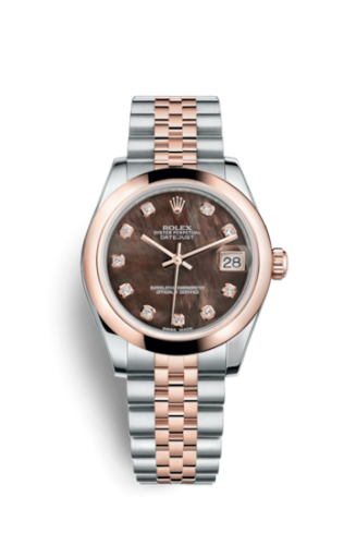 [178241-0043] Datejust 31 Rolesor Everose Domed / Jubilee / Black MOP