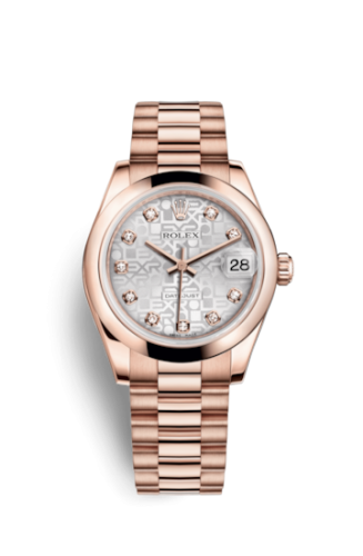 [178245f-0006] Datejust 31 Everose Domed / President / Silver Computer