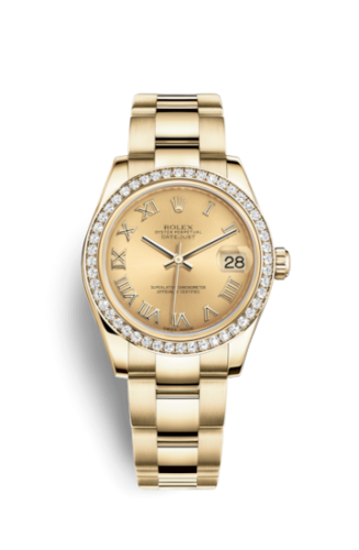 [178288-0077] Datejust 31 Yellow Gold Diamond / Oyster / Champagne Roman