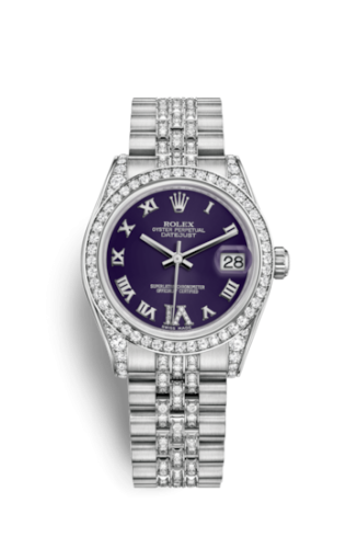 [178159-0065] Datejust 31 White Gold Diamond / Jubilee Diamond / Purple Roman