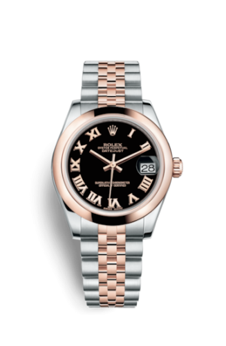 [178241-0065] Datejust 31 Rolesor Everose Domed / Jubilee / Black Roman