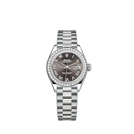 [279139RBR-0010] Lady-Datejust 28 White Gold - Diamond / President / Grey - Roman
